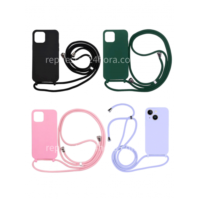 Funda con cuerdas lila para iPhone 14 Pro